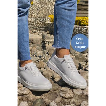 Ayakmod 404 M Beyaz Lastik Bağcıklı Erkek Casual Ayakkabı