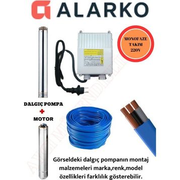 Aycı Mühendislik 4SDM12/12 3 Hp Alarko Monofaze 30 mt Kablolu Panolu Takım Dalgıç Pompa