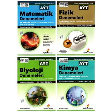 Aydın Yayınları AYT 12. Sınıf 1. Dönem Matematik - Fizik - Kimya - Biyoloji Branş Deneme Seti - 4 Kitap