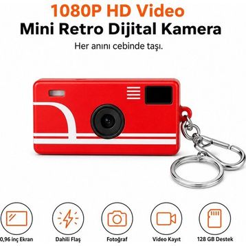 Ayers G6 Premium Thumb Mini Kırmızı Retro Dijital Fotoğraf Makinesi