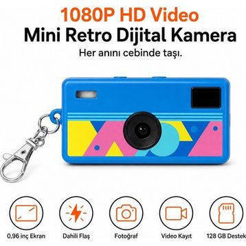Ayers G6 Premium Thumb Mini Mavi Retro Dijital Fotoğraf Makinesi