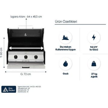 Aygaz Cadac Meridian 3B Ankastre Gazlı Barbekü