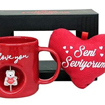 Ayıcıklı Kalpli Kupa Bardak