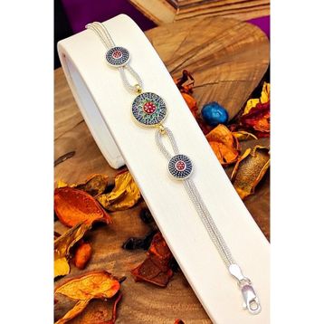 Aykat BLK-407 Midyat Hasırı Mineli Gümüş Bileklik