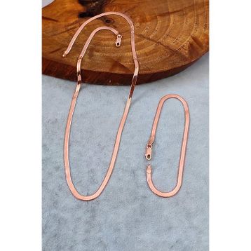 Aykat SET-397 Yassı Kolye ve Bileklik Rose Gümüş Takımı