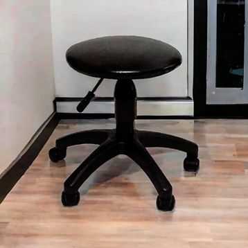 Aym Yuvarlak Amortisörlü Siyah Tekerlekli Tabure