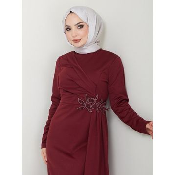 Ayşe Melek 2580 Bordo Abiye Kadın Elbise