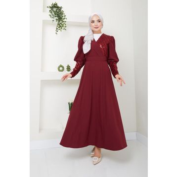 Ayşe Melek 2739 Bordo Abiye Kadın Elbise