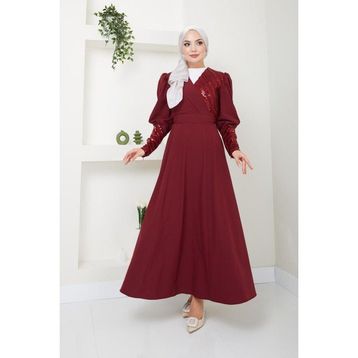 Ayşe Melek 2739 Bordo Abiye Kadın Elbise