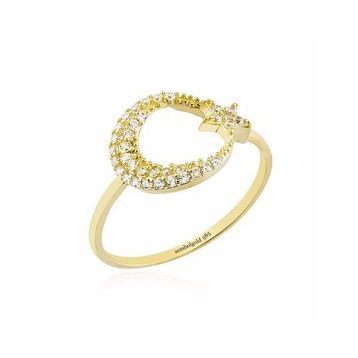 Ayyıldız 14k Gold Taşlı Altın Yüzük