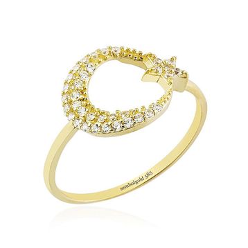 Ayyıldız 14k Gold Taşlı Altın Yüzük