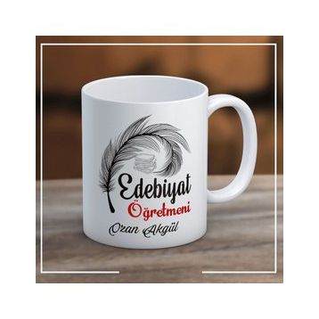Ayzi Tasarım Kişiye Özel Edebiyat Öğretmeni Kupa Bardak