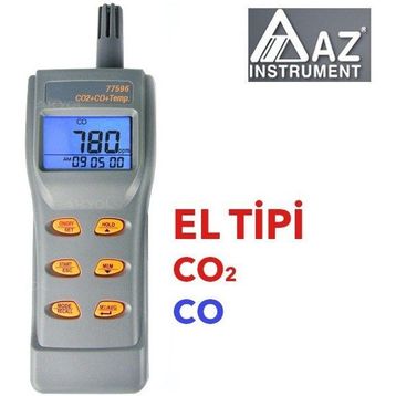 Az Instruments AZ 77596 Gri El Tipi Karbondioksit ve Karbonmonoksit Ölçer