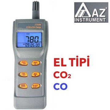 Az Instruments AZ 77596 Gri El Tipi Karbondioksit ve Karbonmonoksit Ölçer