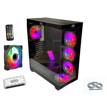 Aztech AZT101 B5 RGB Fan Uzaktan Kumanda Temperli Cam RGB Switch Siyah Akvaryum ATX Gaming Bilgisayar Kasası
