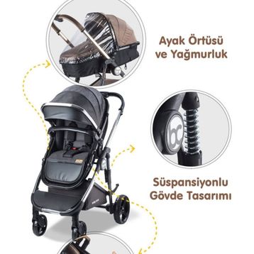 Baby Care BC 440 Colarado Chrome Gri Travel Sistem Bebek Arabası