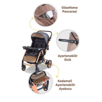 Baby Care Bc-500 Kahve Combo Maxi Pro Çift Yönlü Puset