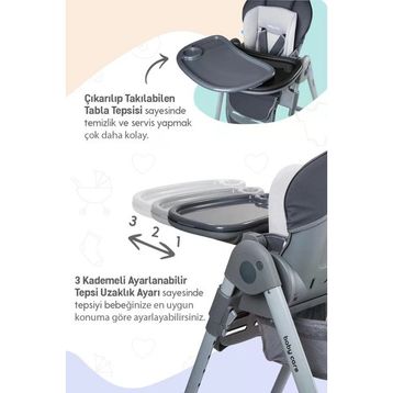 Baby Care BC511 Flex Plus Antrasit Mama Sandalyesi