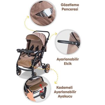 Baby Care Combo Maxi Pro Çift Yönlü Kahverengi Bebek Arabası