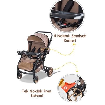 Baby Care Combo Maxi Pro Çift Yönlü Kahverengi Bebek Arabası