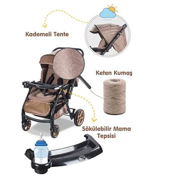 Baby Care Combo Maxi Pro Çift Yönlü Kahverengi Bebek Arabası