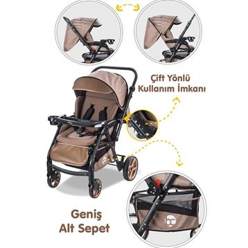 Baby Care Combo Maxi Pro Çift Yönlü Kahverengi Bebek Arabası