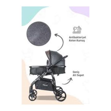 Baby Care Johnson BC305 Gri Bebek Arabası
