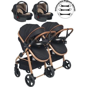 Baby Home 950 Gold Siyah Ayrılıp Birleşebilen Travel Sistem Ikiz Bebek Arabası
