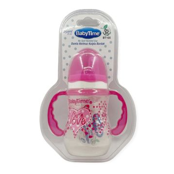 Baby Time 250 ml Pembe Damla Akıtmaz Kulplu Bardak