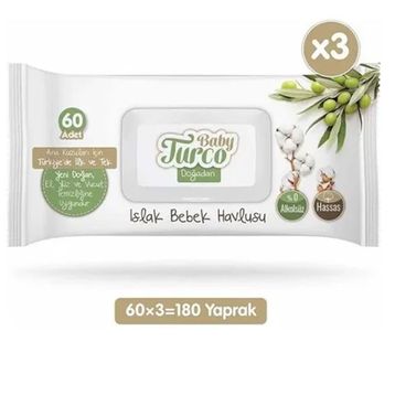 Baby Turco 3x60 Adet Doğadan Islak Havlu