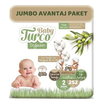Baby Turco Doğadan No:2 Mini 252 Adet Bebek Bezi
