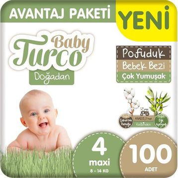 Baby Turco Doğadan Pofuduk No:4 Maxi Bebek Bezi