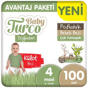 Baby Turco Doğadan Pofuduk No:4 Maxi Külot Bebek Bezi