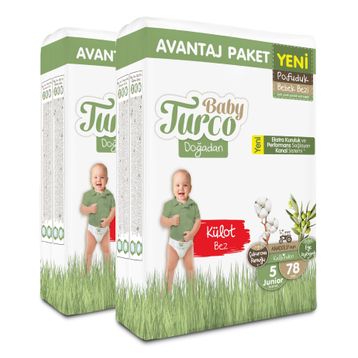 Baby Turco Doğadan Pofuduk No:5 Junior 156 Adet Külot Bebek Bezi