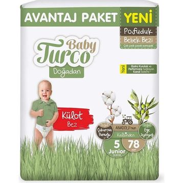 Baby Turco Doğadan Pofuduk No:5 Junior 78 Adet Külot Bebek Bezi