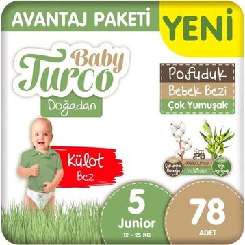 Baby Turco Doğadan Pofuduk No:5 Junior 78 Adet Külot Bebek Bezi