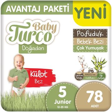 Baby Turco Doğadan Pofuduk No:5 Junior Külot Bebek Bezi