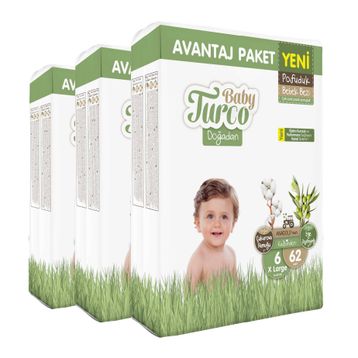 Baby Turco Doğadan Pofuduk No:6 Xlarge 186 Adet Bebek Bezi