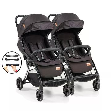 Baby2go Tulipa Cabin Otomatik Katlanan Siyah İkiz Bebek Arabası