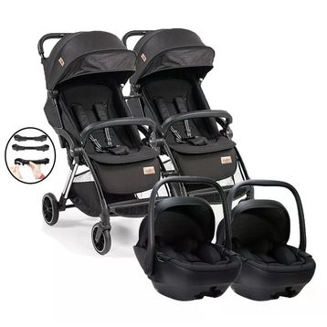 Baby2go Tulipa Cabin Travel Otomatik Katlanan Siyah İkiz Bebek Arabası