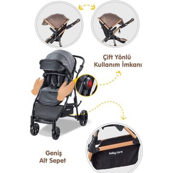 Babycare BC 340 Gri Bora Cross Travel Sistem Bebek Arabası