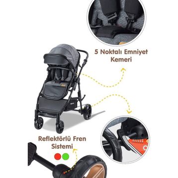 Babycare BC 340 Gri Bora Cross Travel Sistem Bebek Arabası