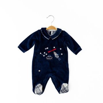 Babydola 12543 Lacivert Yakalı Erkek Bebek Tulum