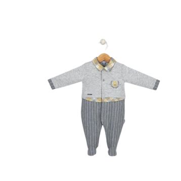 Babydola 13972 Gri Yakalı Erkek Bebek Tulum