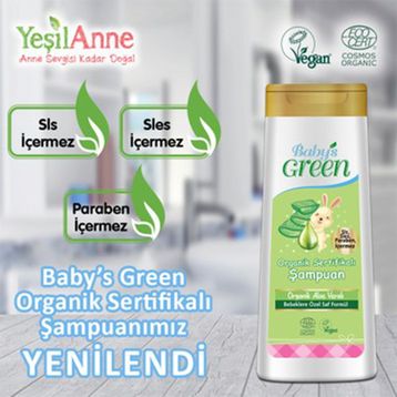 Baby's Green Organik Aloe Veralı 2x400 ml Bebek Saç ve Vücut Şampuanı