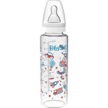 Babysoft 572 250 ml Beyaz Cam Desenli Biberon