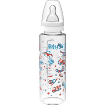 Babysoft 572 250 ml Beyaz Cam Desenli Biberon