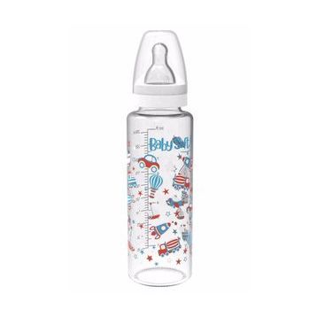 Babysoft 572 250 ml Beyaz Cam Desenli Biberon