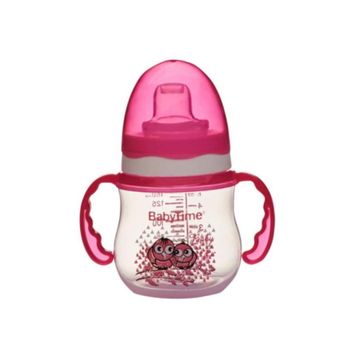 Babytime 150 ml Damla Pembe Kulplu Akıtmaz Bardak