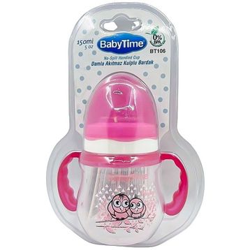 Babytime 150 ml Damla Pembe Kulplu Akıtmaz Bardak